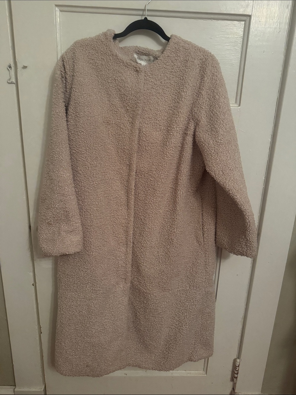Prologue Plush Teddy Coat in Light Beige
